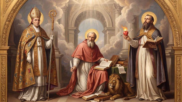 I primi grandi Dottori della Chiesa latina: Sant’Ambrogio, San Girolamo e Sant’Agostino